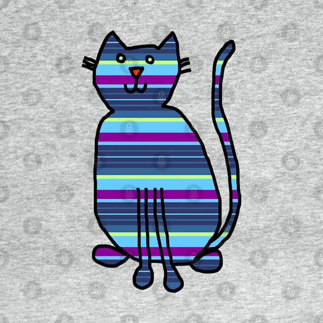 Cat Blue Stripes by ellenhenryart